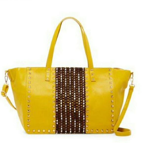 Studded Mustard Tote Bag - Picture 2 of 8